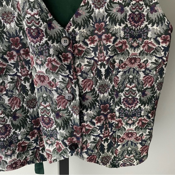 90s Vintage Fairset Button Down Floral Vest Pink Green Plus Size 1X - Picture 3 of 6